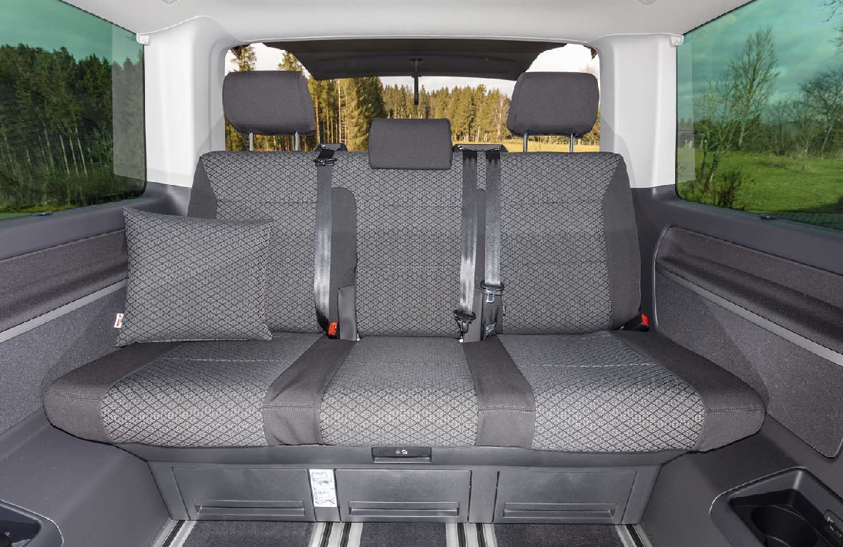 VW T7 Multivan Maß Sitzbezug 3.Reihe (3 Einzelsitze) hinten: Hawaii/pink/schwar