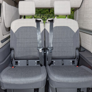 Second Skin ® Schonbezug Schlafsitz rechts im VW T7 California Ocean/Coast, Beach Tour/Camper, Design "Mèlange Raven/Sandwick".