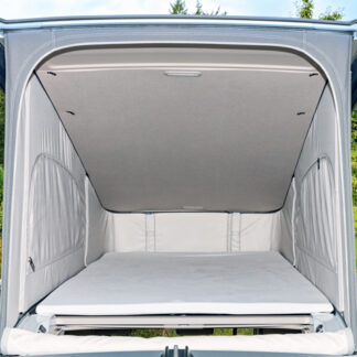 iXTEND ® Spannbettlaken Original-Matratze im Aufstelldach VW T7 California, Single-Jersey (50 % Polyester, 50 % Baumwolle), Design: Weiß.
